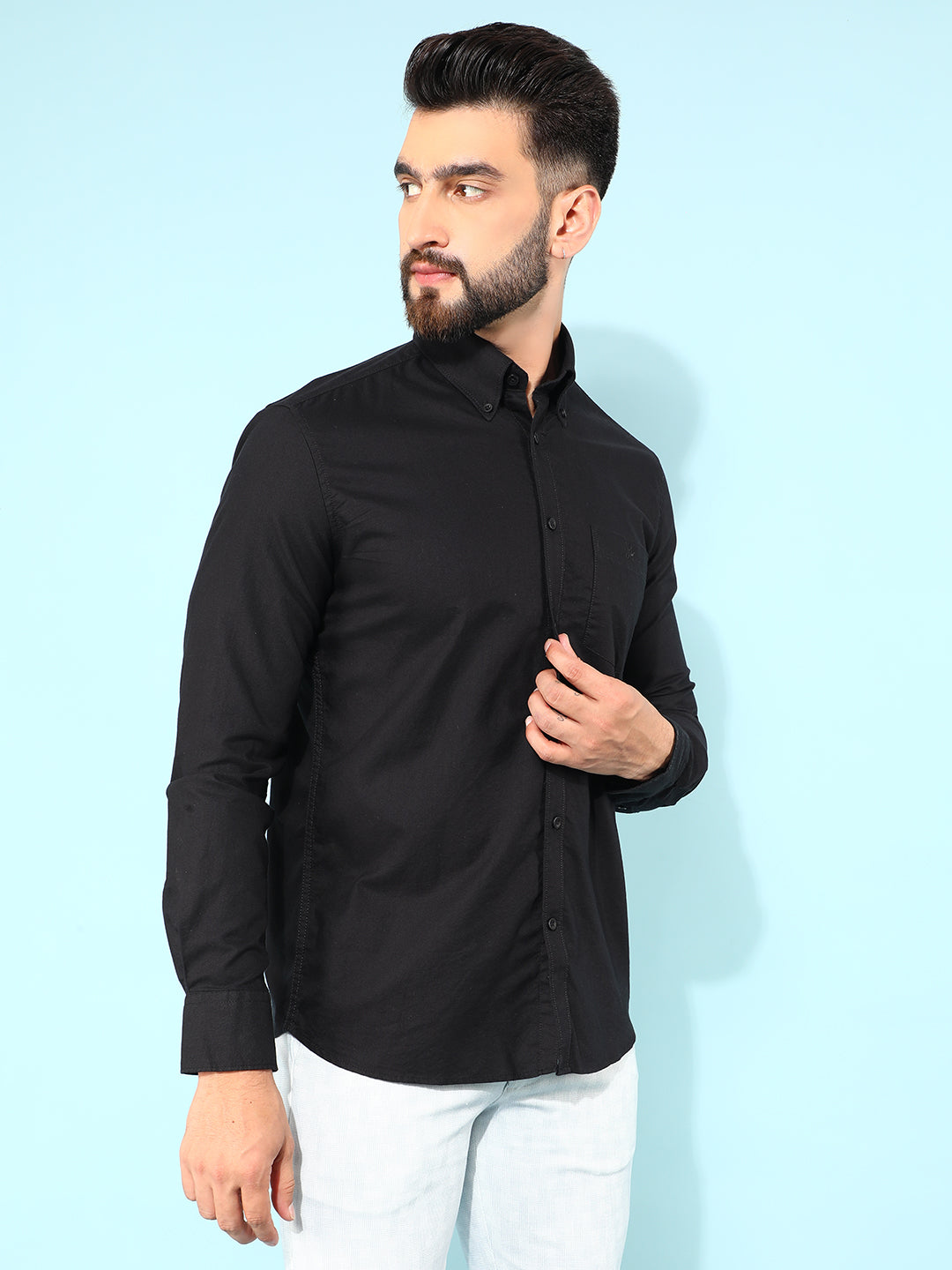 Black 100% Cotton Shirt-Men Shirts-Crimsoune Club