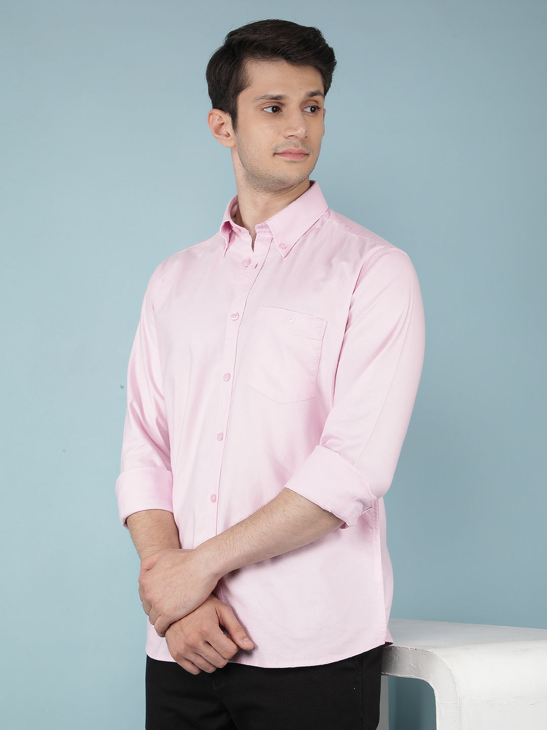 Pink 100% Cotton Shirt-Men Shirts-Crimsoune Club