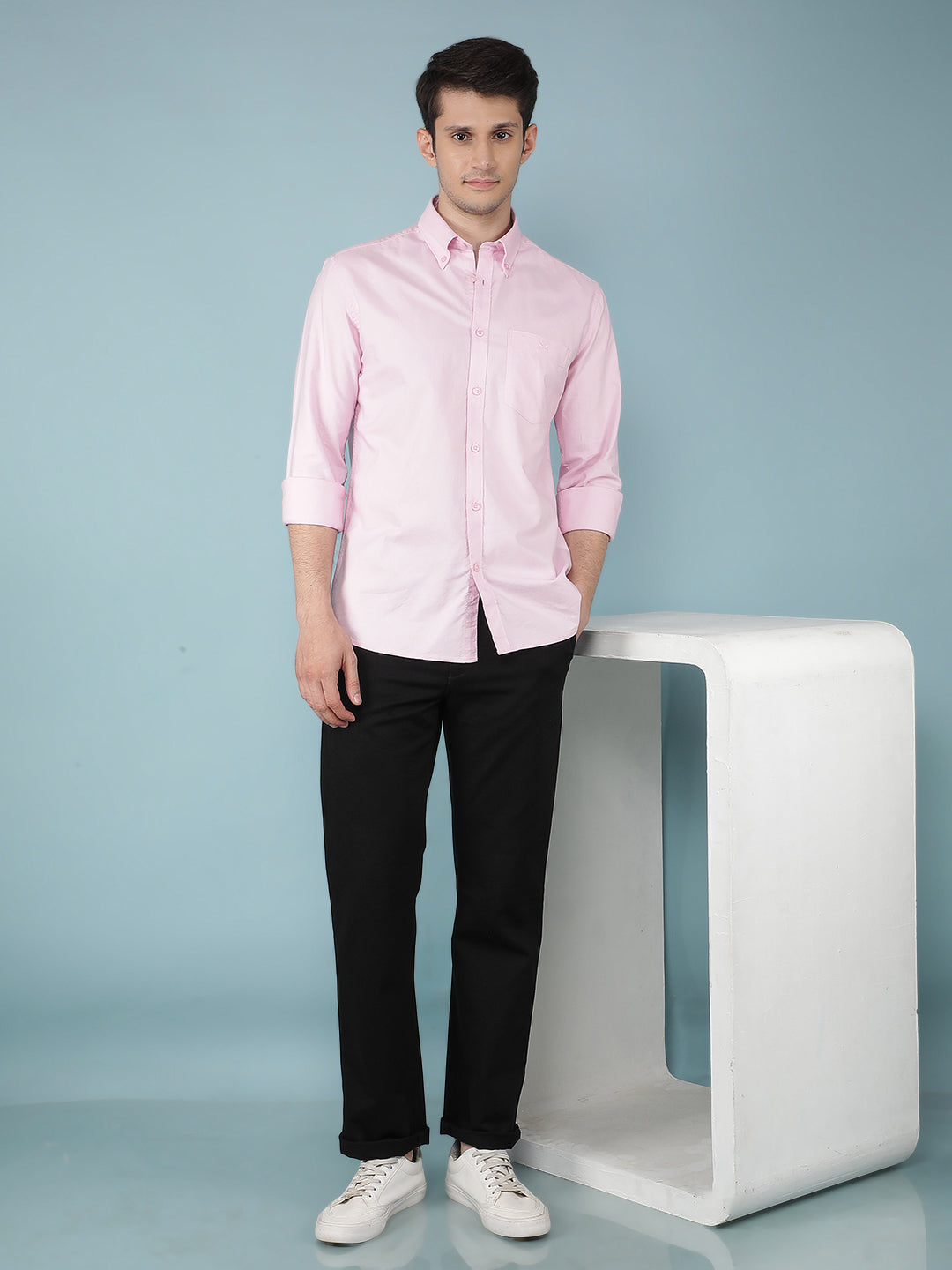 Pink 100% Cotton Shirt-Men Shirts-Crimsoune Club