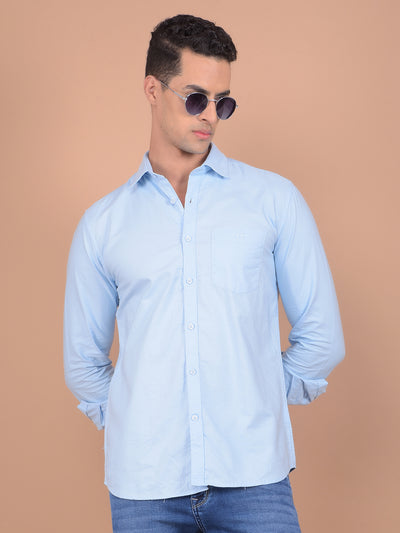 Blue 100% Cotton Shirt-Men Shirts-Crimsoune Club