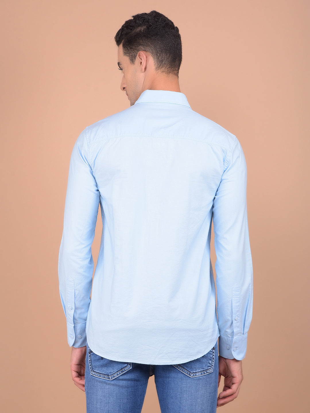 Blue 100% Cotton Shirt-Men Shirts-Crimsoune Club