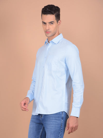 Blue 100% Cotton Shirt-Men Shirts-Crimsoune Club