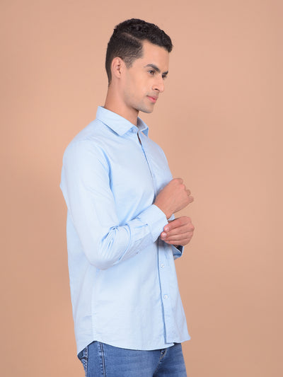 Blue 100% Cotton Shirt-Men Shirts-Crimsoune Club