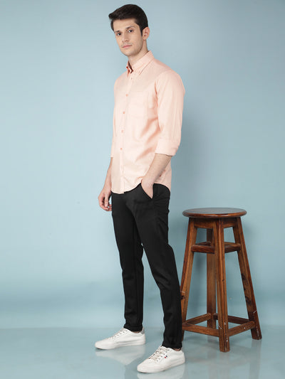 Orange 100% Cotton Shirt-Men Shirts-Crimsoune Club