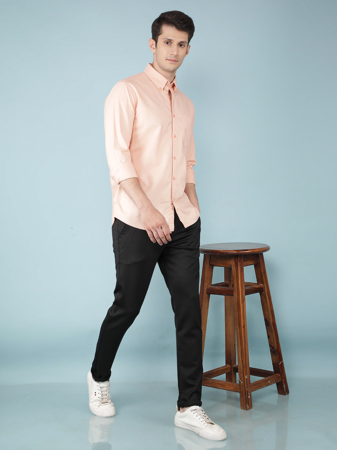 Orange 100% Cotton Shirt-Men Shirts-Crimsoune Club