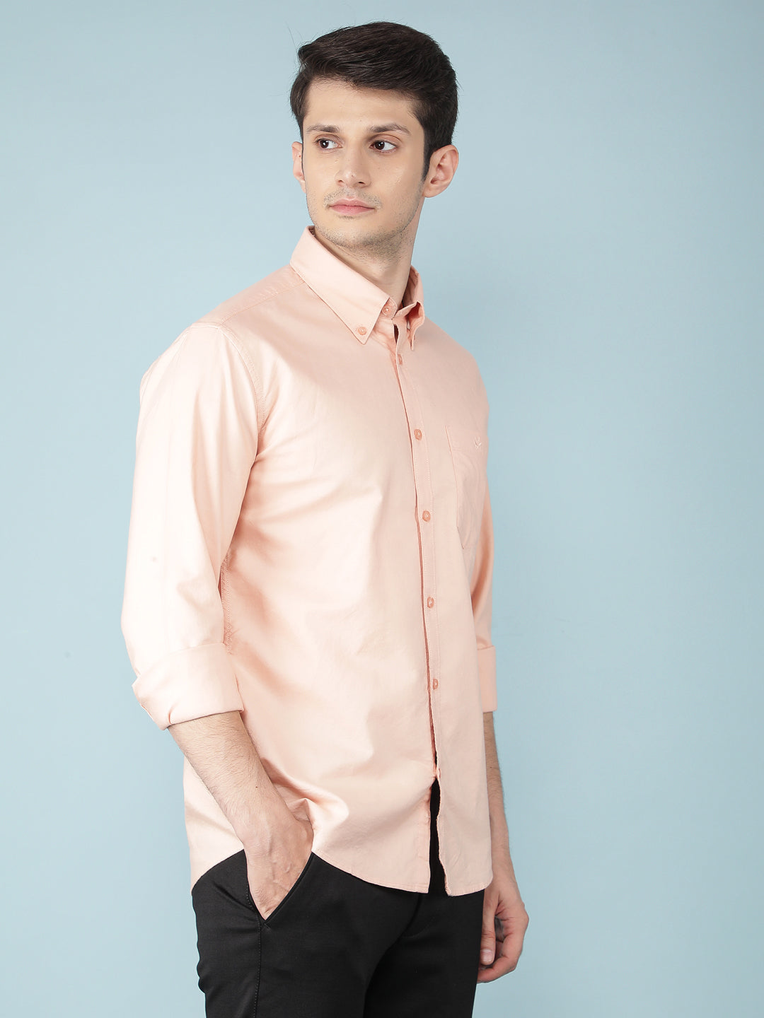 Orange 100% Cotton Shirt-Men Shirts-Crimsoune Club