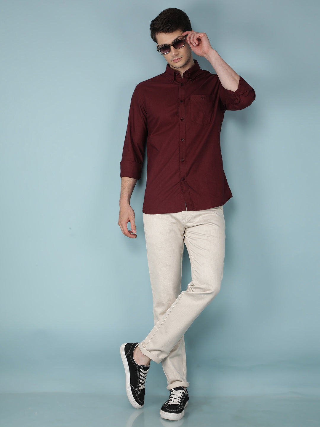 Wine 100% Cotton Shirt-Men Shirts-Crimsoune Club