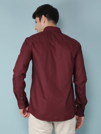 Wine 100% Cotton Shirt-Men Shirts-Crimsoune Club