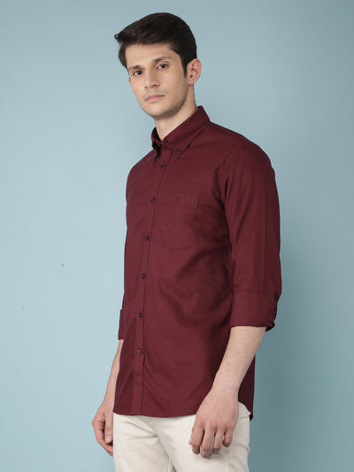 Wine 100% Cotton Shirt-Men Shirts-Crimsoune Club