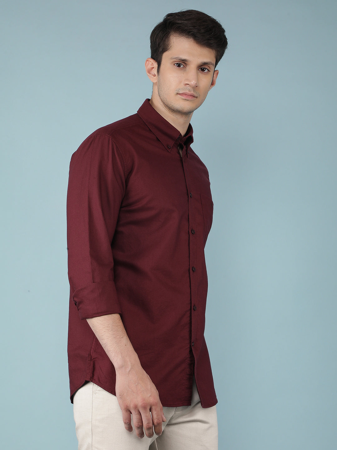 Wine 100% Cotton Shirt-Men Shirts-Crimsoune Club