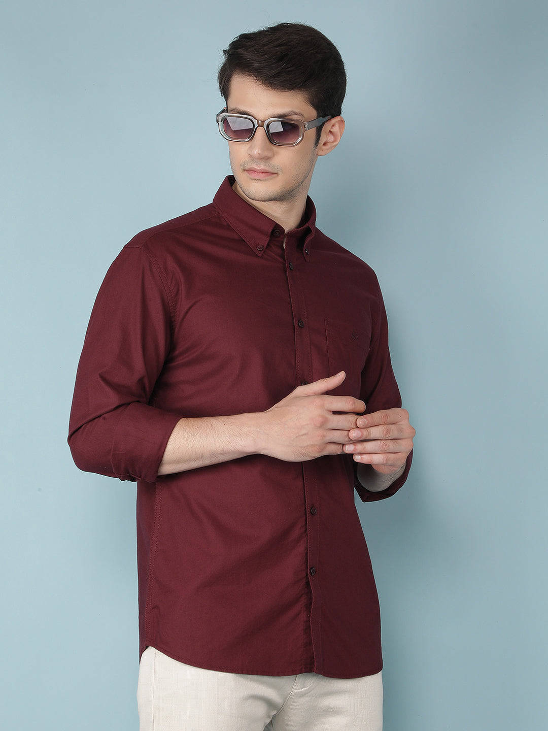 Wine 100% Cotton Shirt-Men Shirts-Crimsoune Club