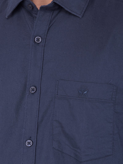 Navy Blue 100% Cotton Shirt-Men Shirts-Crimsoune Club