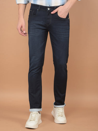 Heavy-Wash Blue Denims-Men Jeans-Crimsoune Club