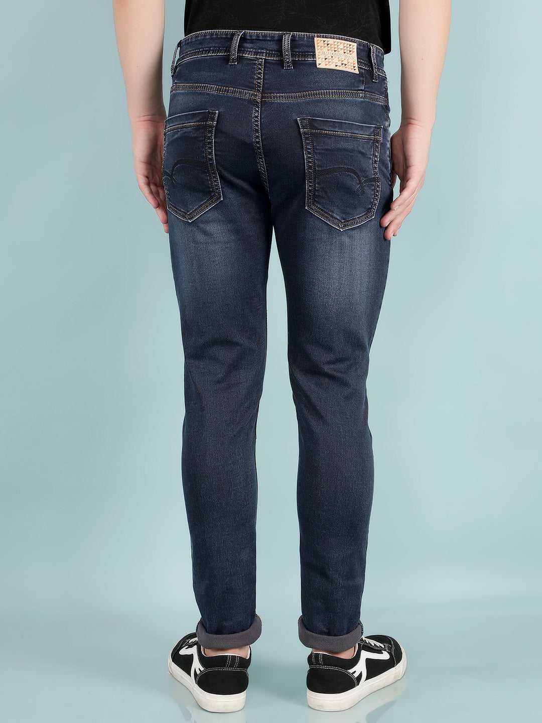 Blue Light Fade Skinny Jeans-Men Jeans-Crimsoune Club