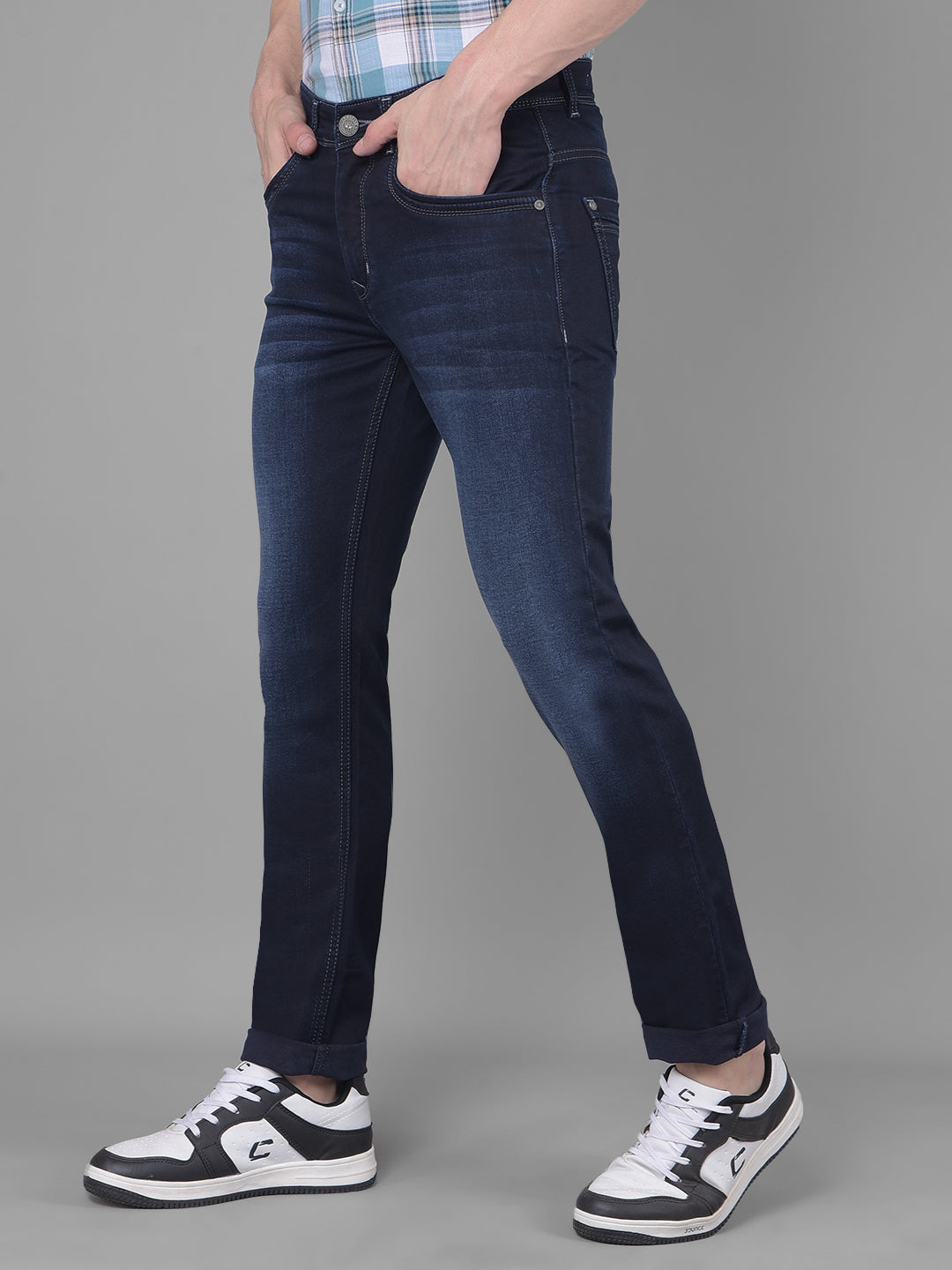 Navy Blue Jeans-Men Jeans-Crimsoune Club