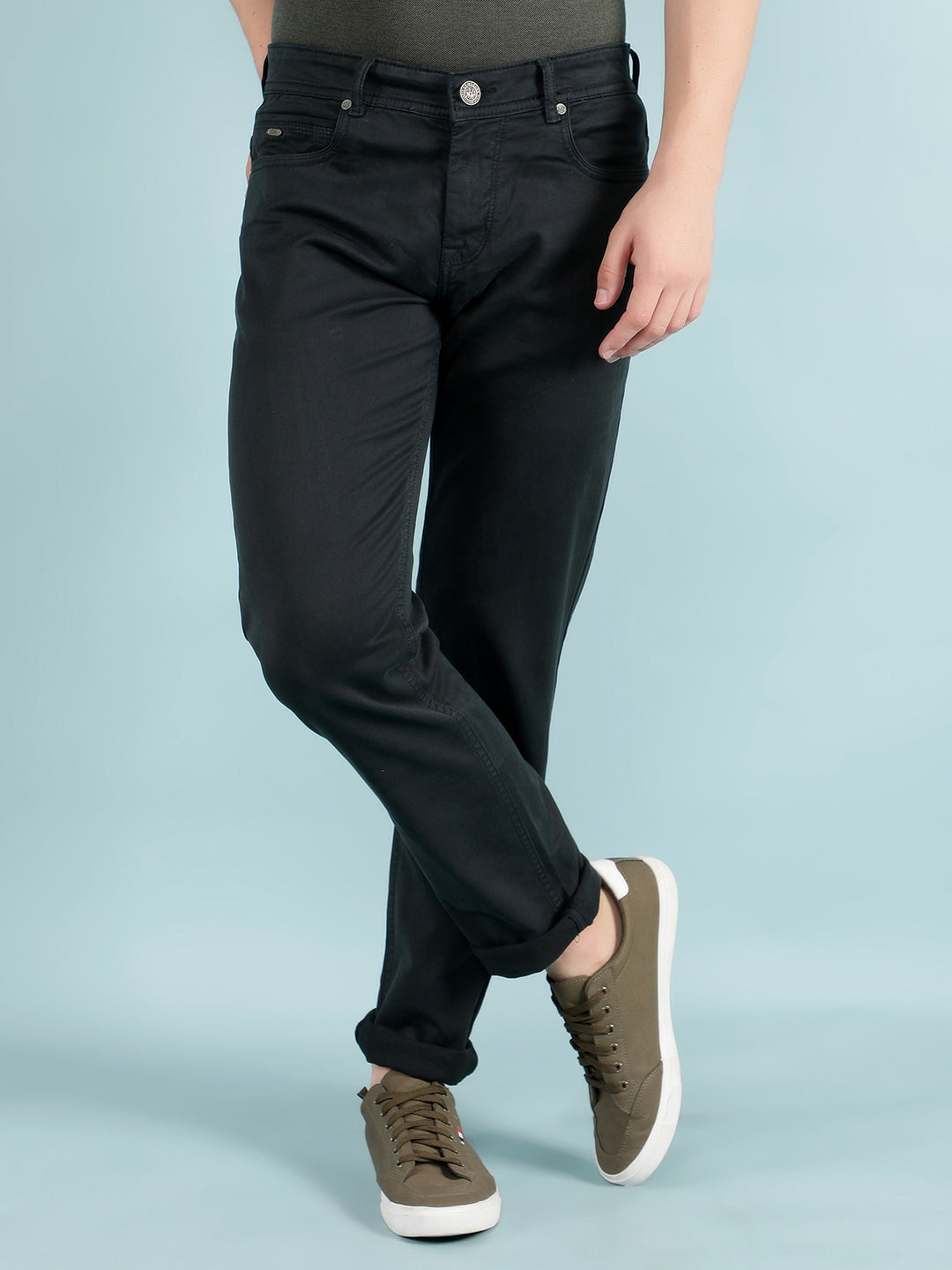 Green Stretchable Cotton Jeans-Men Jeans-Crimsoune Club