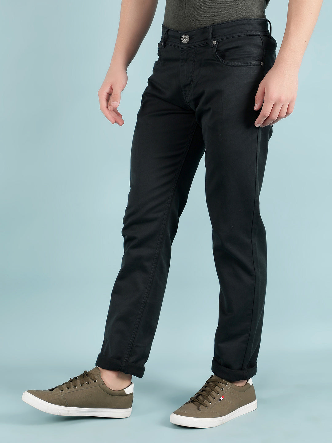 Green Stretchable Cotton Jeans-Men Jeans-Crimsoune Club