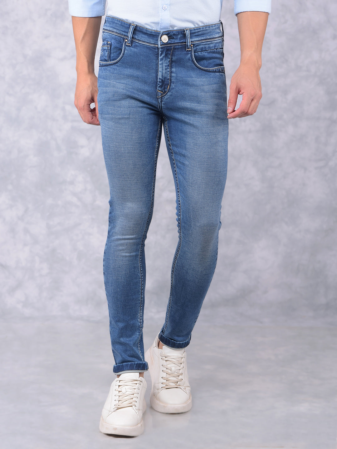 Blue Skinny Jeans-Men Jeans-Crimsoune Club