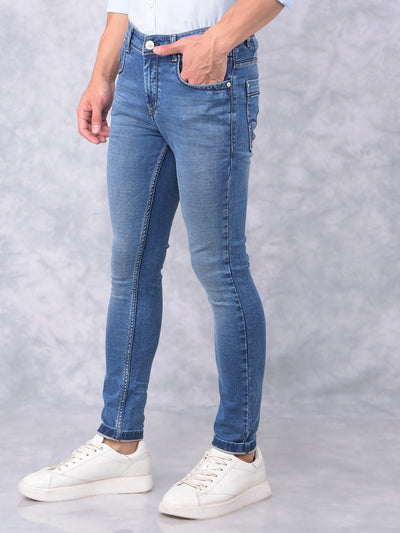 Blue Skinny Jeans-Men Jeans-Crimsoune Club