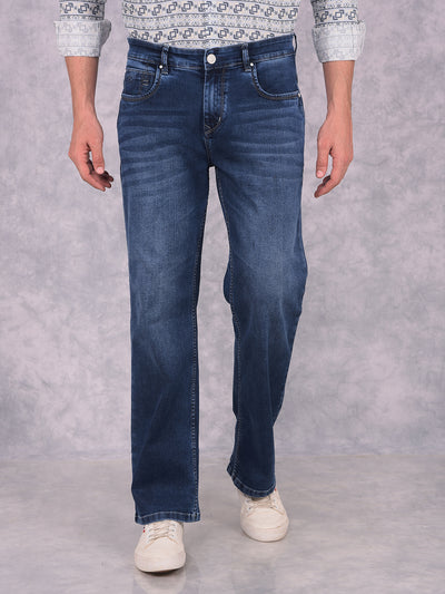 Blue Loose Fit Jeans-Men Jeans-Crimsoune Club