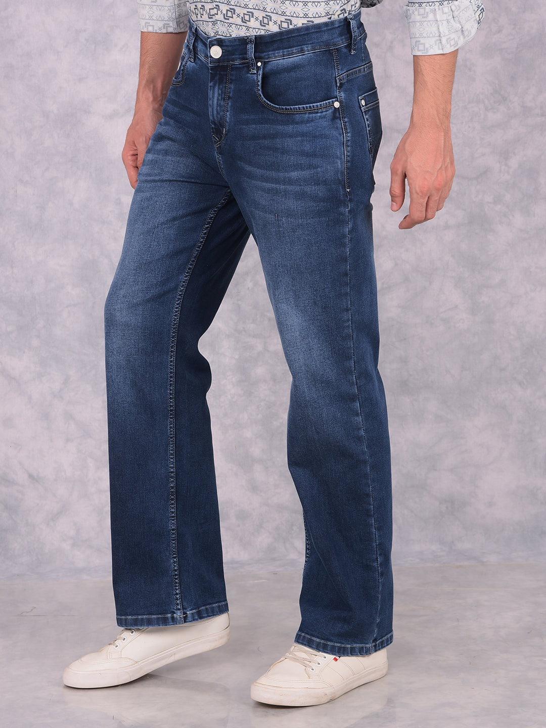 Blue Loose Fit Jeans-Men Jeans-Crimsoune Club