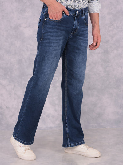 Blue Loose Fit Jeans-Men Jeans-Crimsoune Club