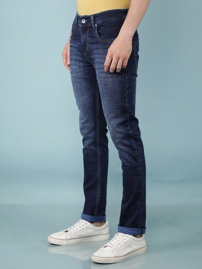 Navy Blue Jeans-Men Jeans-Crimsoune Club