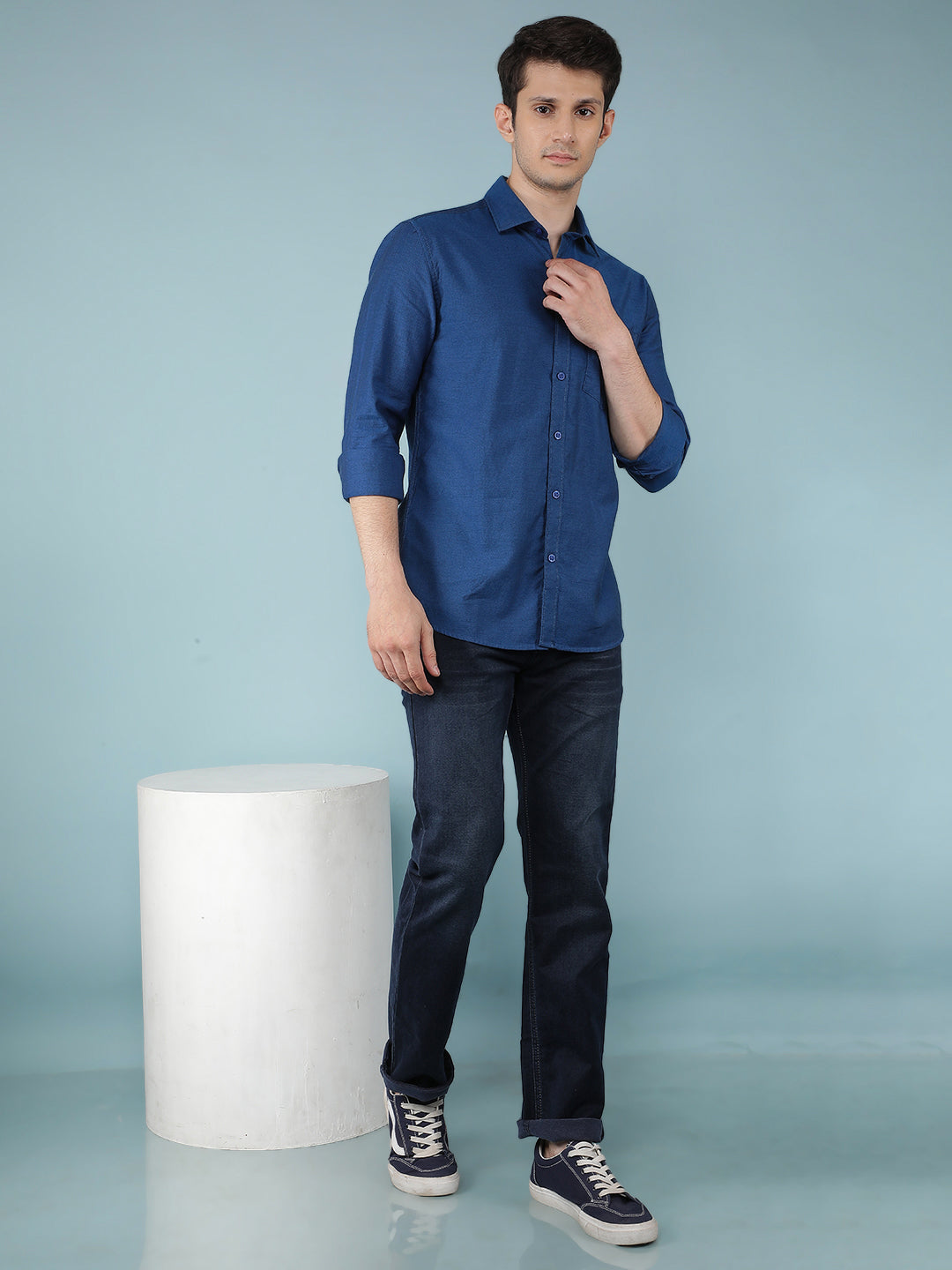 Navy Blue Straight Jeans-Men Jeans-Crimsoune Club