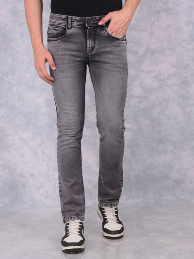 Grey Straight Jeans-Men Jeans-Crimsoune Club