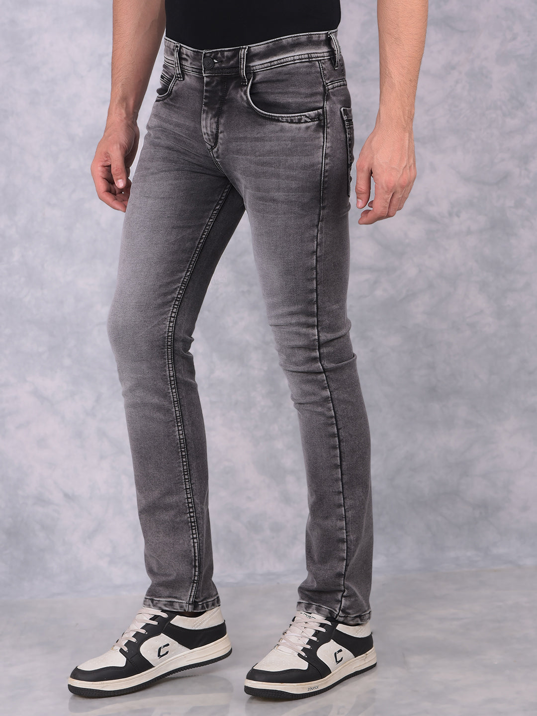 Grey Straight Jeans-Men Jeans-Crimsoune Club