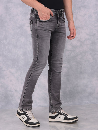 Grey Straight Jeans-Men Jeans-Crimsoune Club