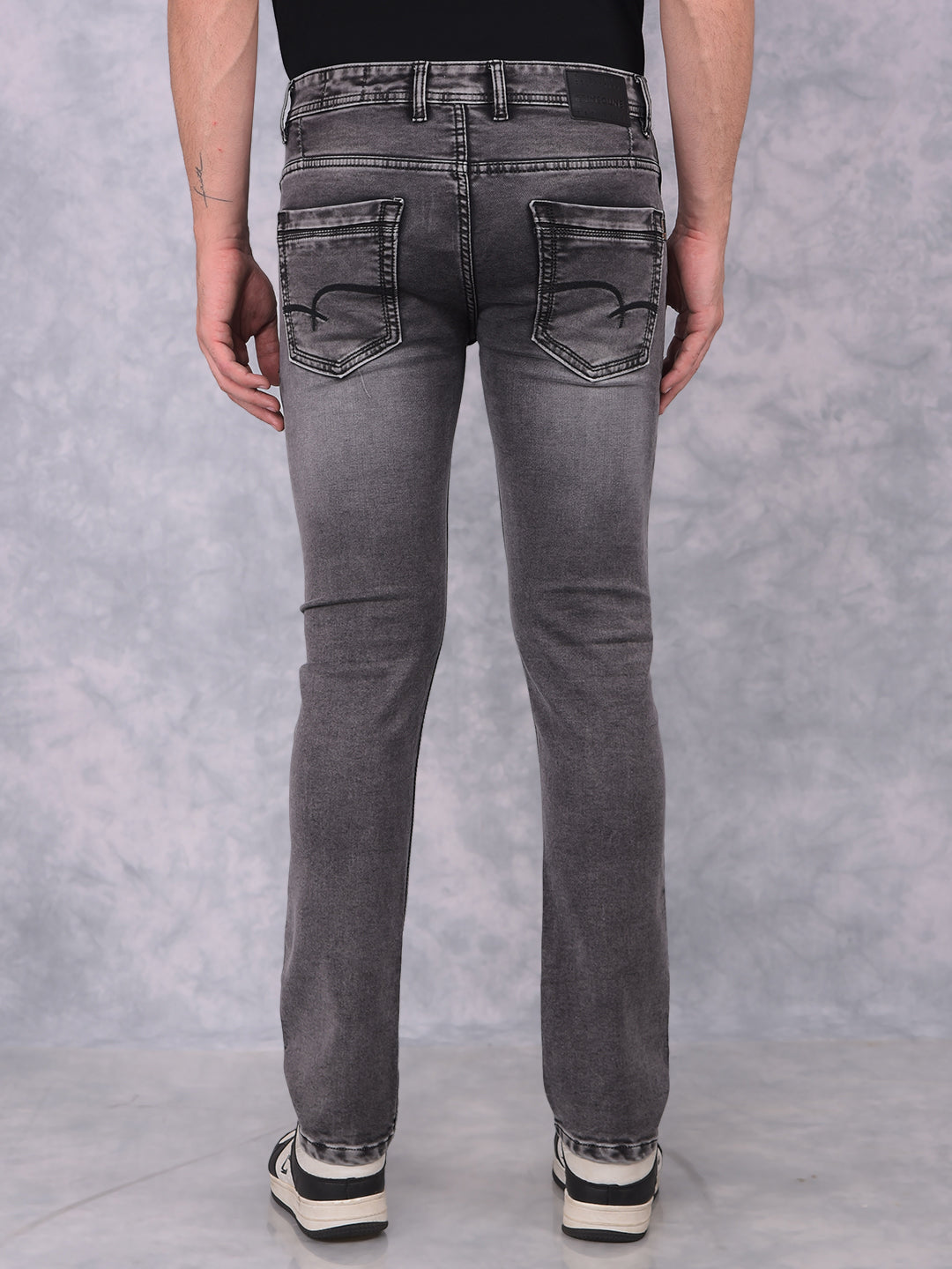 Grey Straight Jeans-Men Jeans-Crimsoune Club