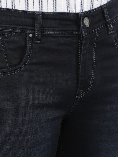 Navy Blue Straight Jeans-Men Jeans-Crimsoune Club