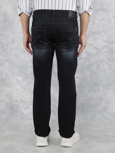 Navy Blue Straight Jeans-Men Jeans-Crimsoune Club