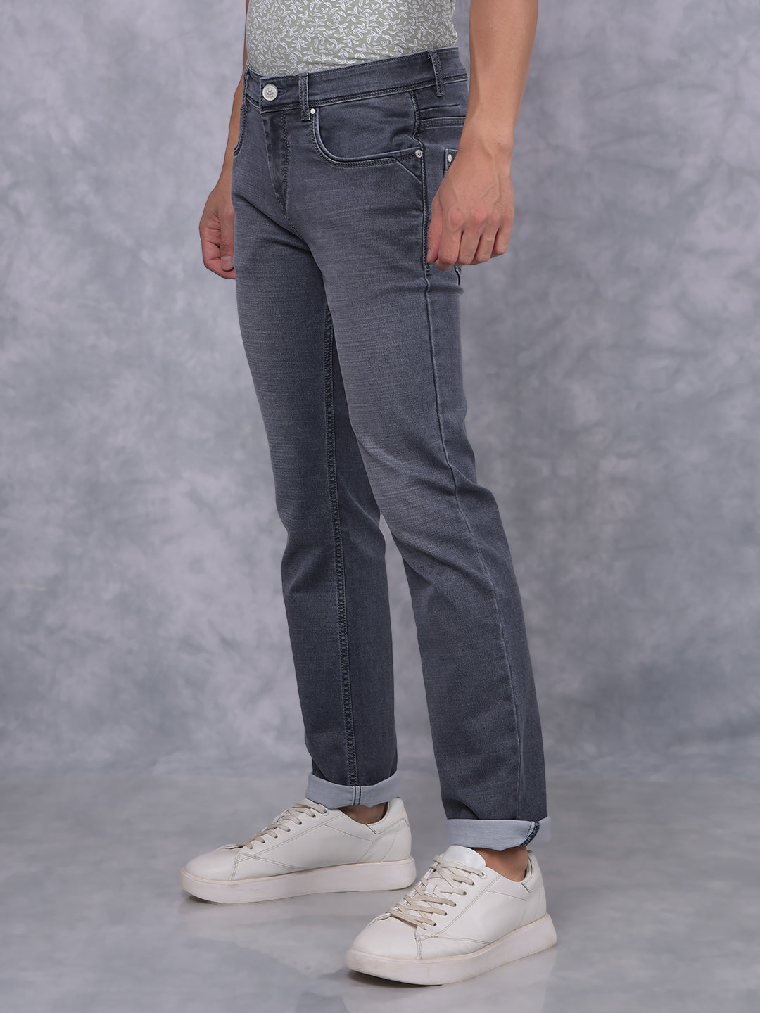 Grey Straight Jeans-Men Jeans-Crimsoune Club