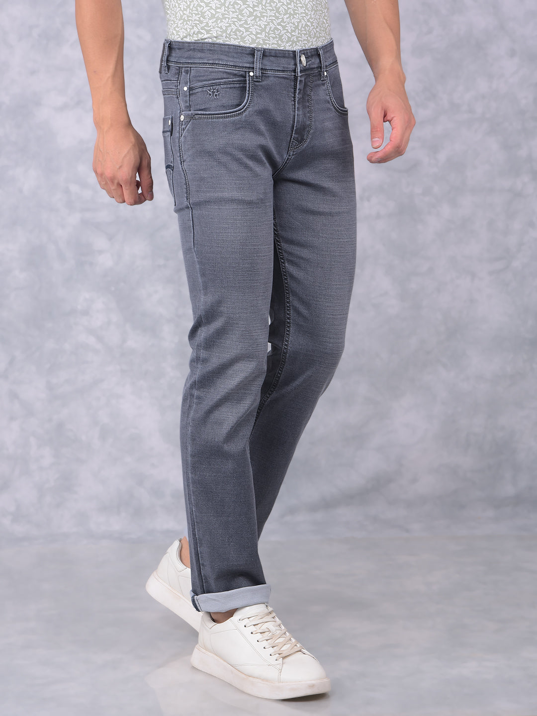 Grey Straight Jeans-Men Jeans-Crimsoune Club