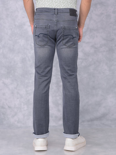 Grey Straight Jeans-Men Jeans-Crimsoune Club