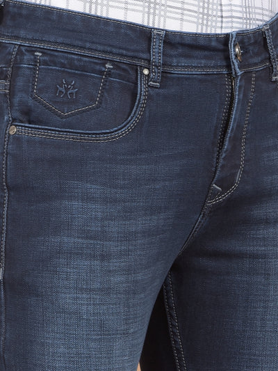 Navy Blue Straight Jeans-Men Jeans-Crimsoune Club