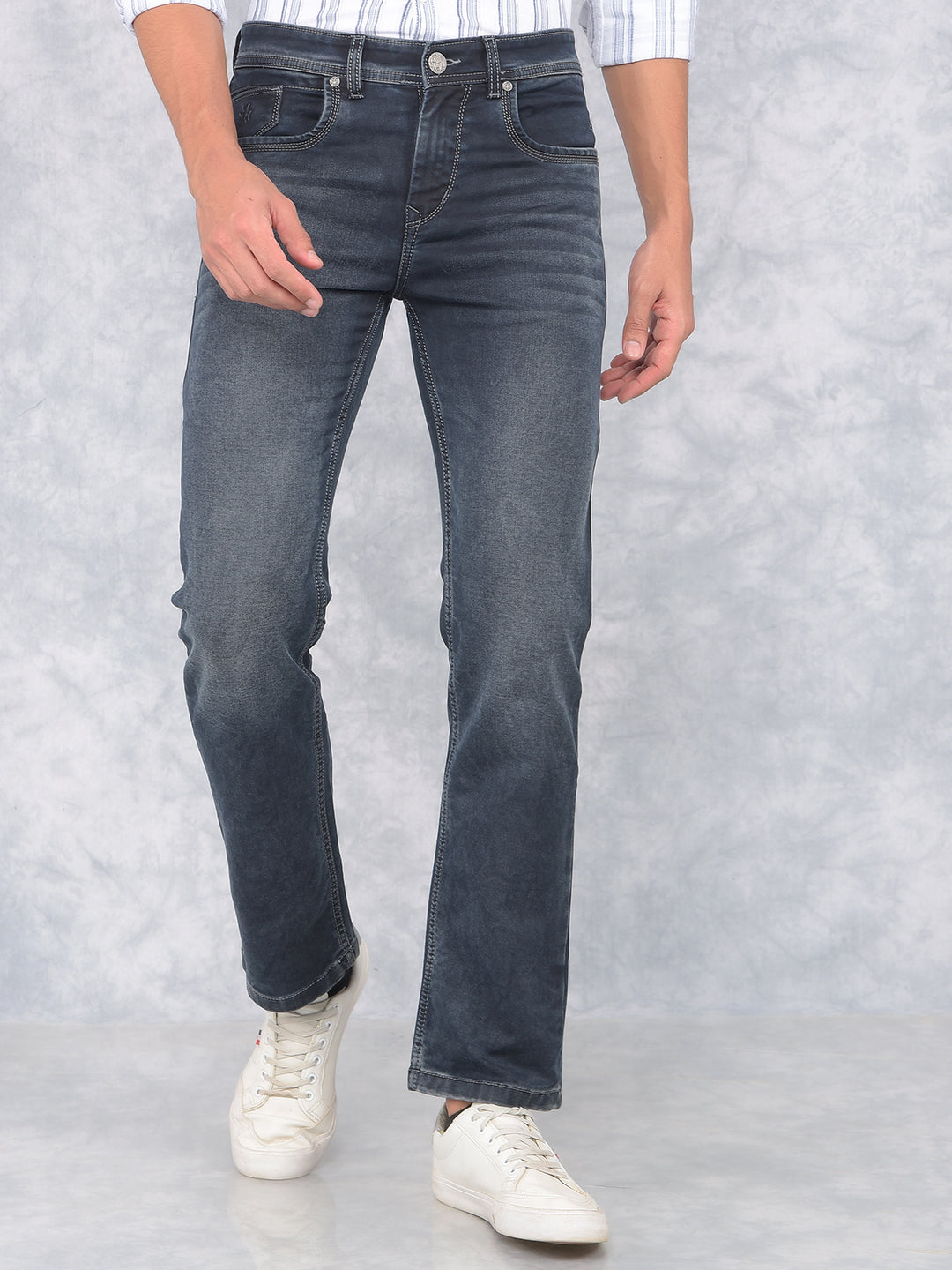 Grey Straight Jeans-Men Jeans-Crimsoune Club