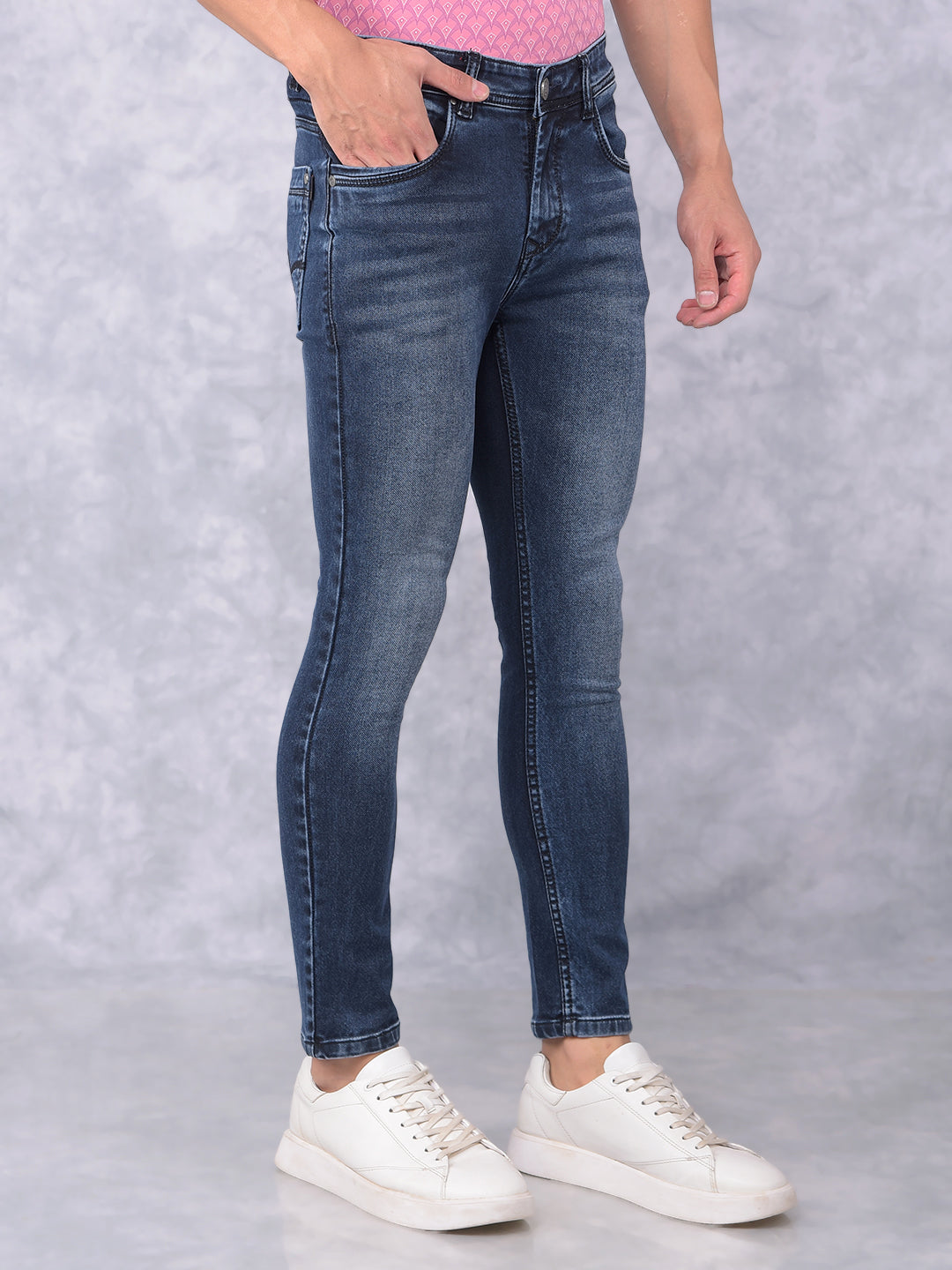 Blue Skinny Jeans-Men Jeans-Crimsoune Club