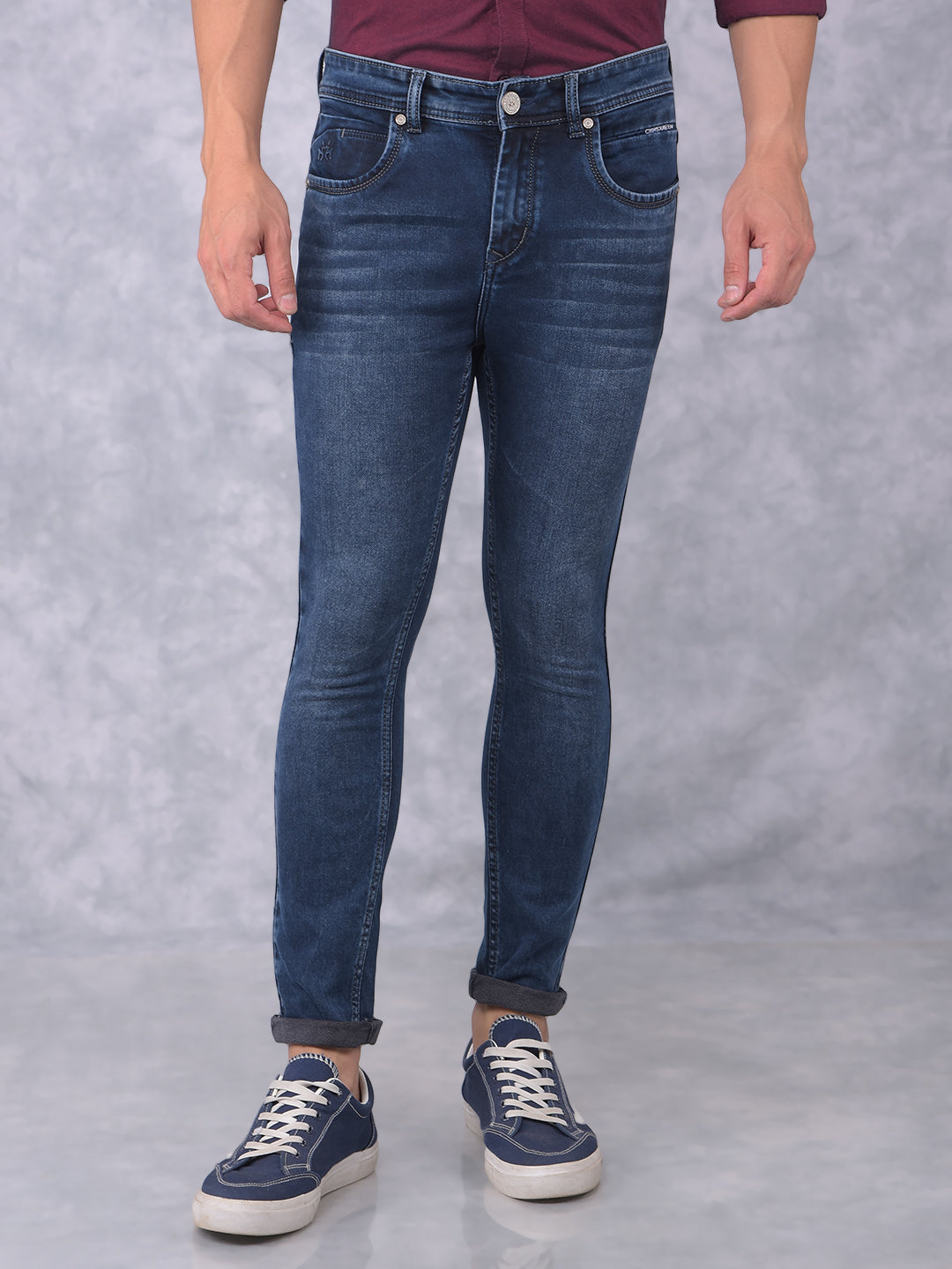 Blue Skinny Jeans-Men Jeans-Crimsoune Club