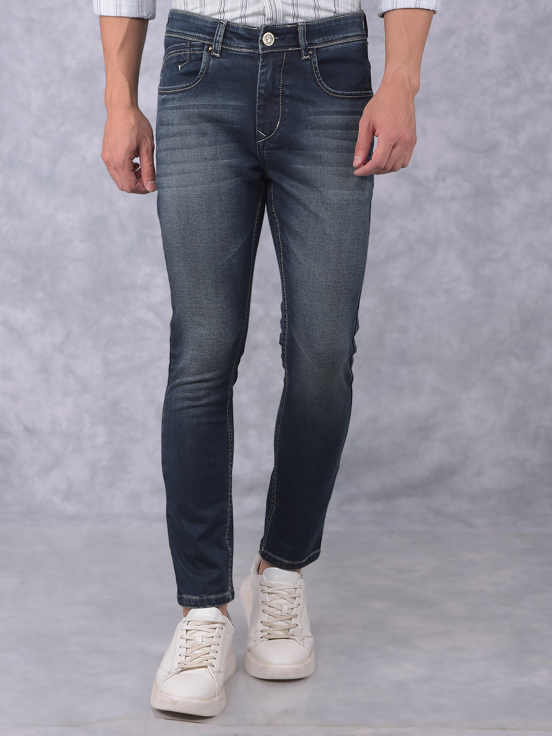 Blue Skinny Jeans-Men Jeans-Crimsoune Club