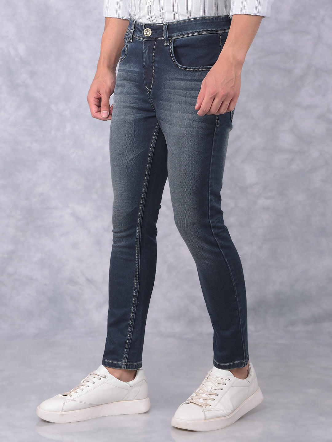 Blue Skinny Jeans-Men Jeans-Crimsoune Club