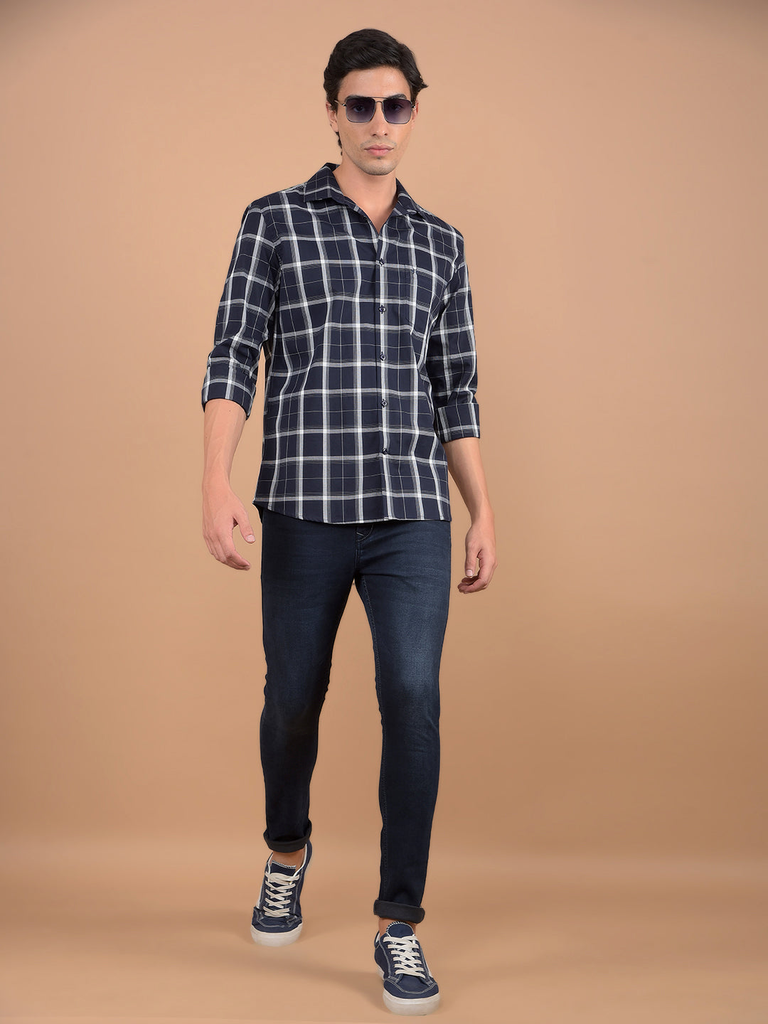 Navy Blue Skinny Jeans-Men Jeans-Crimsoune Club