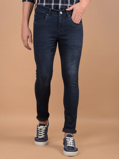 Navy Blue Skinny Jeans-Men Jeans-Crimsoune Club