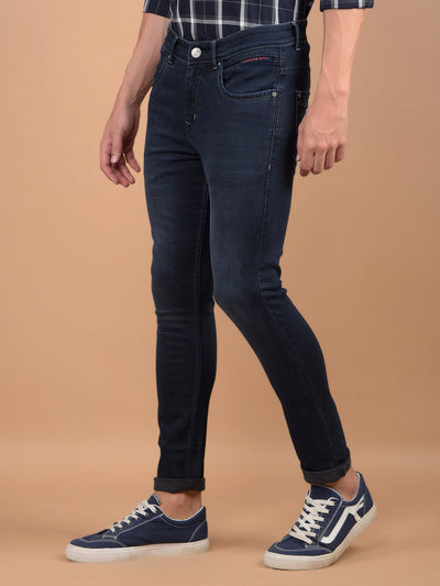 Navy Blue Skinny Jeans-Men Jeans-Crimsoune Club