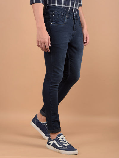 Navy Blue Skinny Jeans-Men Jeans-Crimsoune Club