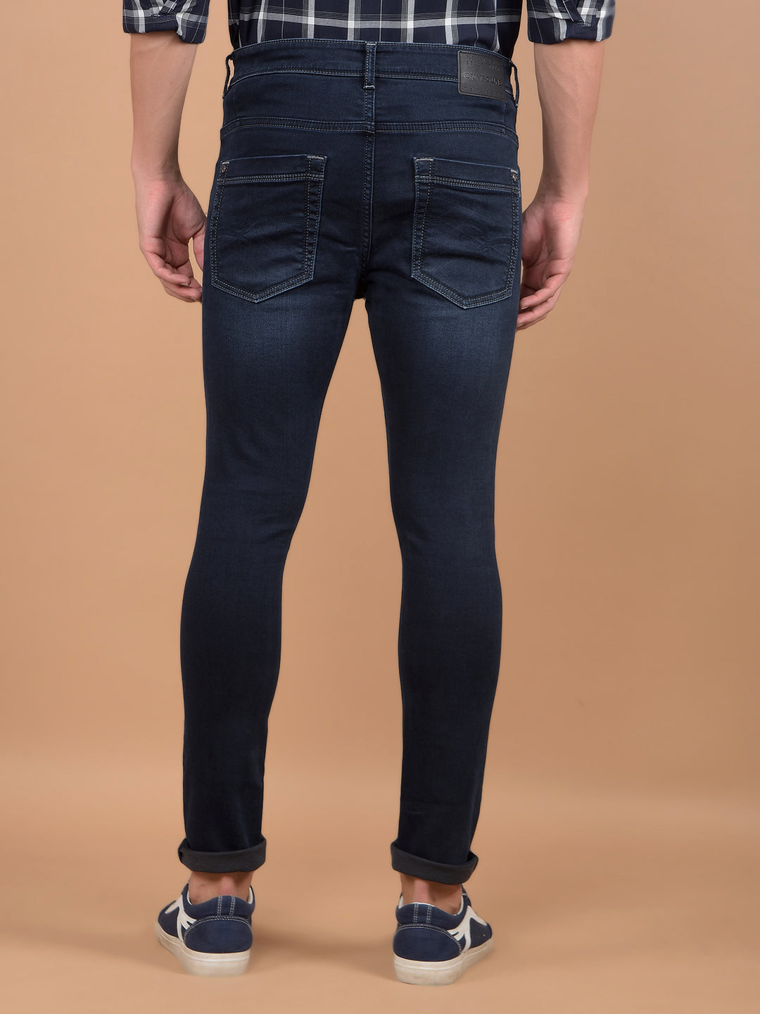 Navy Blue Skinny Jeans-Men Jeans-Crimsoune Club