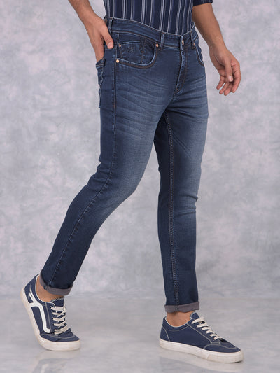 Navy Blue Skinny Jeans-Men Jeans-Crimsoune Club