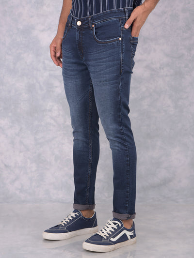 Navy Blue Skinny Jeans-Men Jeans-Crimsoune Club